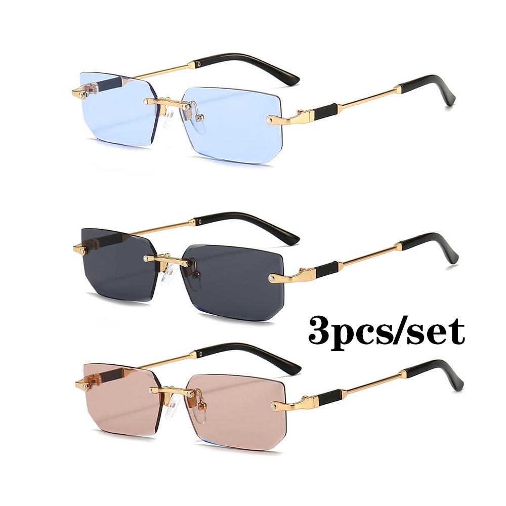 Ochelari de Soare la Modă Dreptunghiulari Fără Ramă Populari Femei Bărbați Nuanțe Ochelari de Soare Pătrați Mici Pentru Femei Bărbați Vară Călătorii Oculos