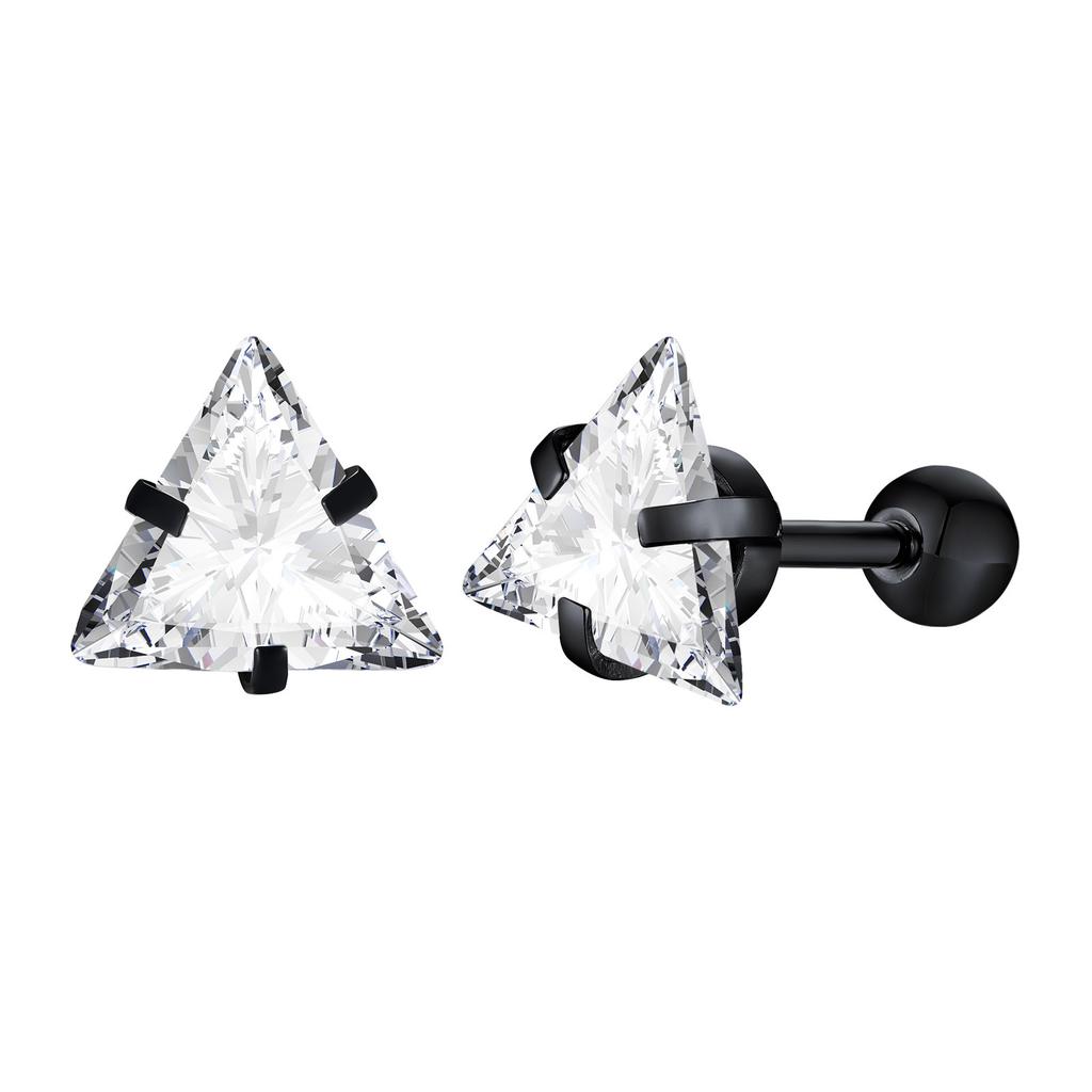 Geometric Triangle Stud Earrings for Men,Stainless Steel Minimalist Cubic Zirconia Earring Gift to Boyfriend Husband Dad Father
