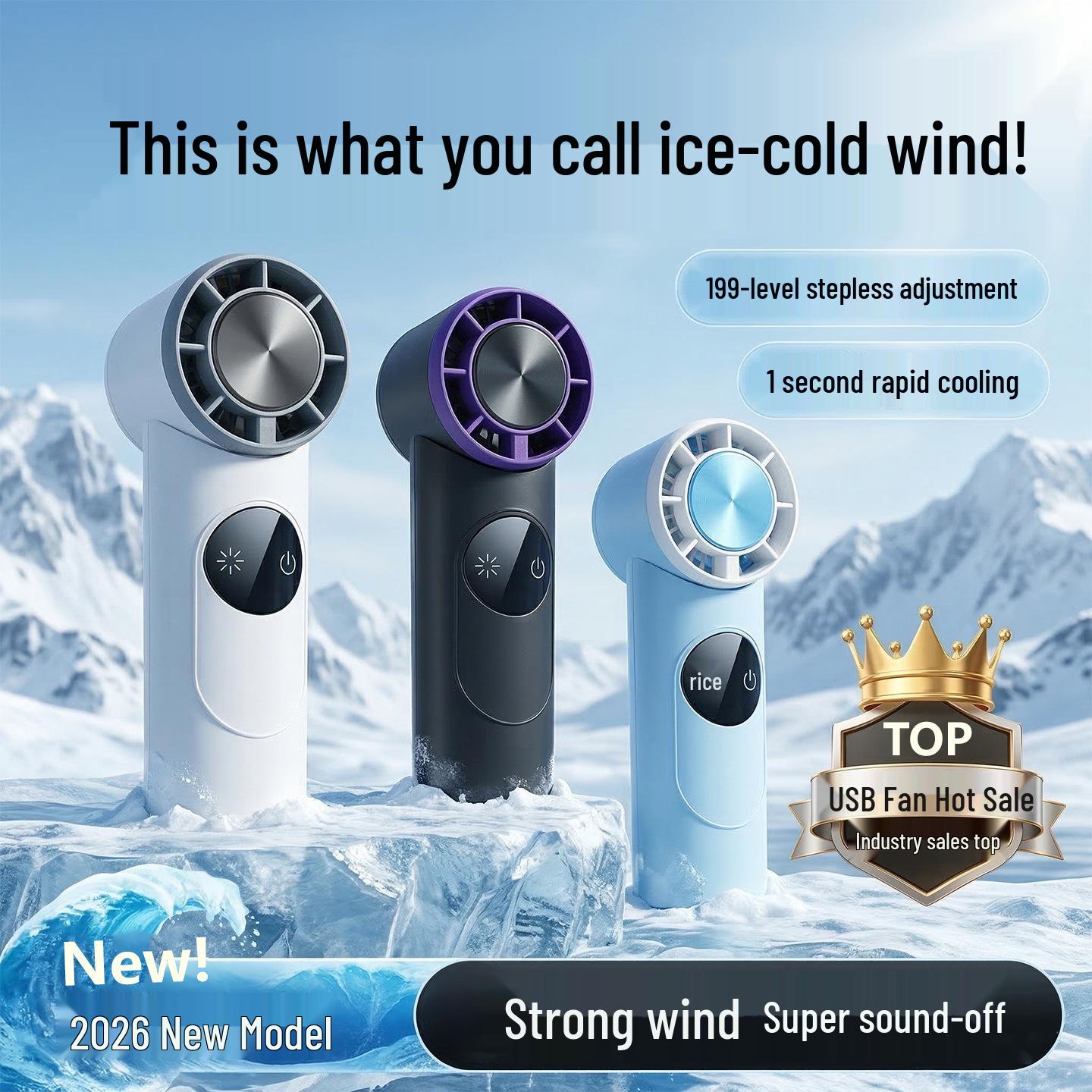 

New USB Digital Display Stepless Speed Control Turbo Mini Handheld Semiconductor Cooling Fan. Glacier White (No Cooling)