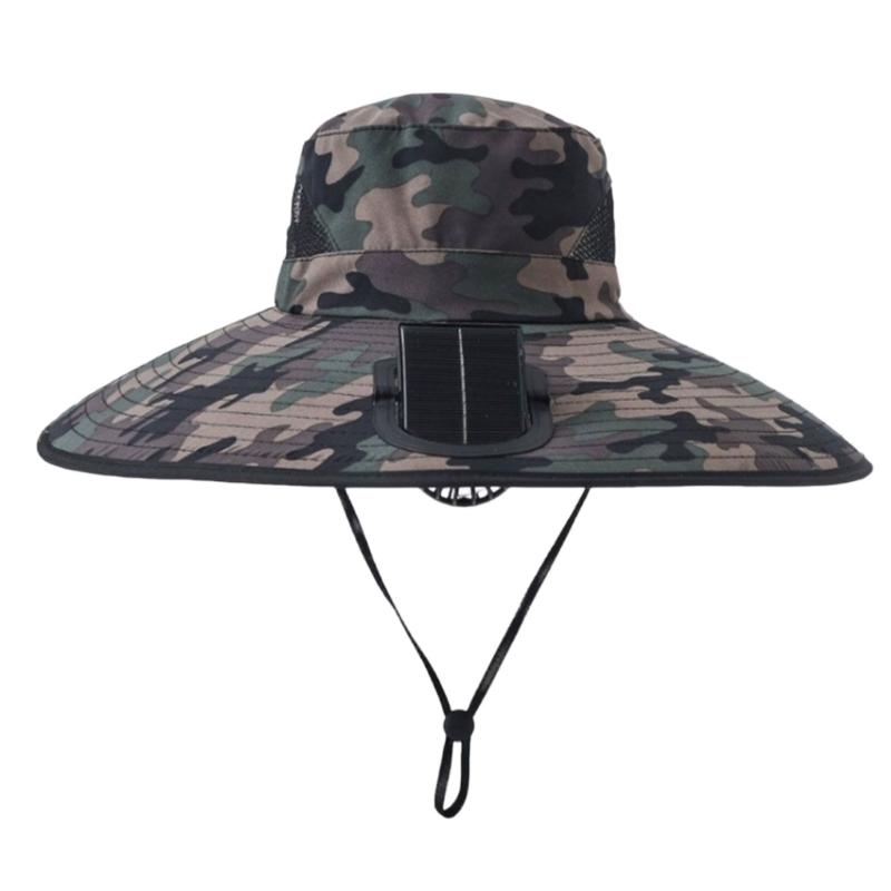 Solar Powered Cooling Hat With Solar Fan Adjustable Fan Breathable Neck Flap For Outdoor Fishing Camping Hiking