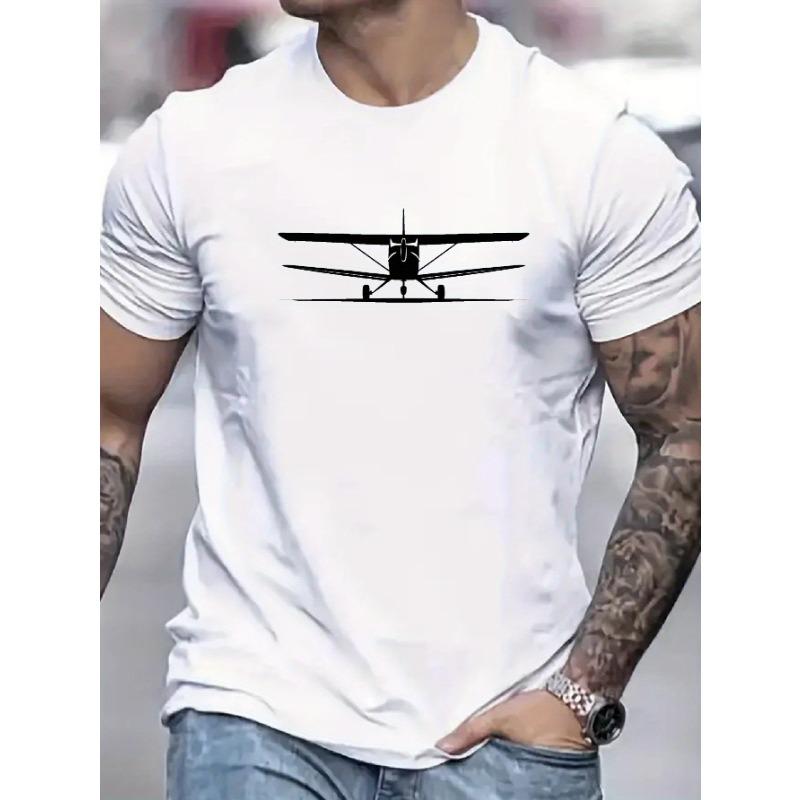 High street fashion creative airplane silhouette pattern printed T-shirt