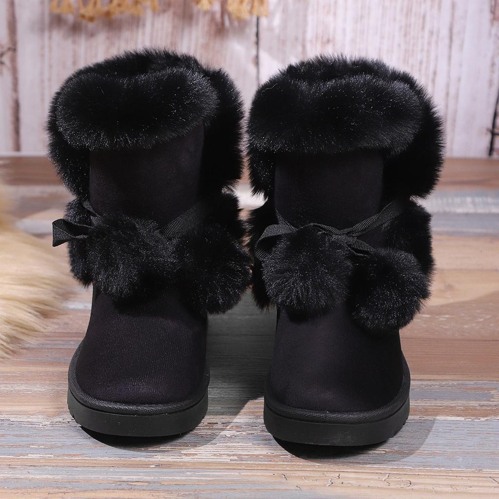 Women's Short Boots, Cute and Warm, Winter Women's Boots with Straps That Open and Close, Round Toe and Warm Velvet Women's Short Boots for One Foot