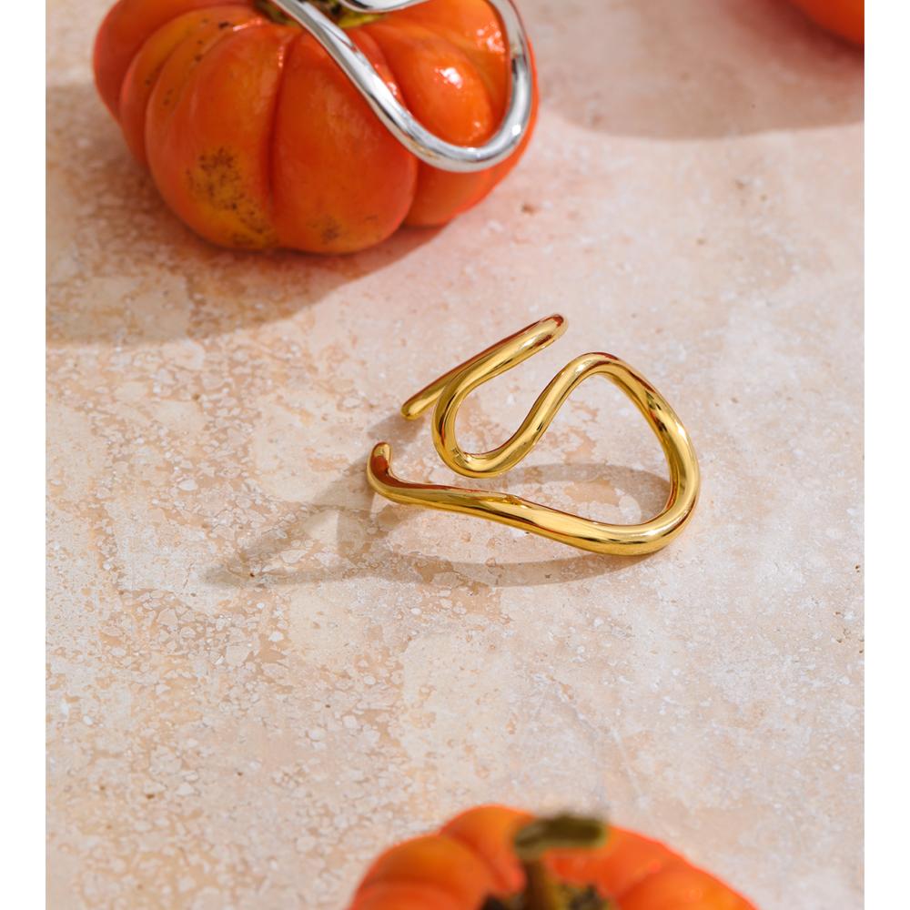 Yhpup Smooth Stainless Steel Geometric Open Ring Gold & Platinum Plated Trending Minimalist Adjustable Jewelry Wholesale