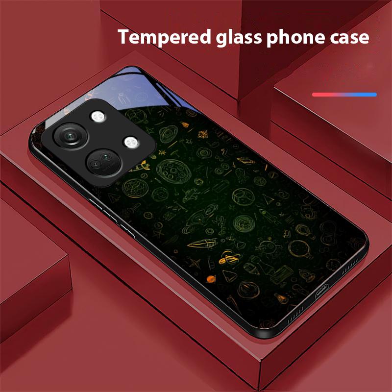 Dream Space Siyah OnePlus Nord 3 5 6T 7 Pro 8 12 10T Reno8 Lite 5G 10R Nord N30 İçin Siyah Sert Kabuklu Temperli Cam Telefon Kılıfı