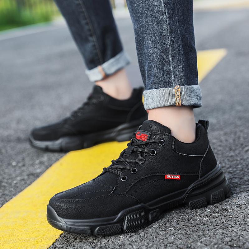 Men Leather Safety Shoes Anti-smash Anti-puncture Work Shoes Waterproof Lightweight Work Sneakers Indestructible Shoes Boots