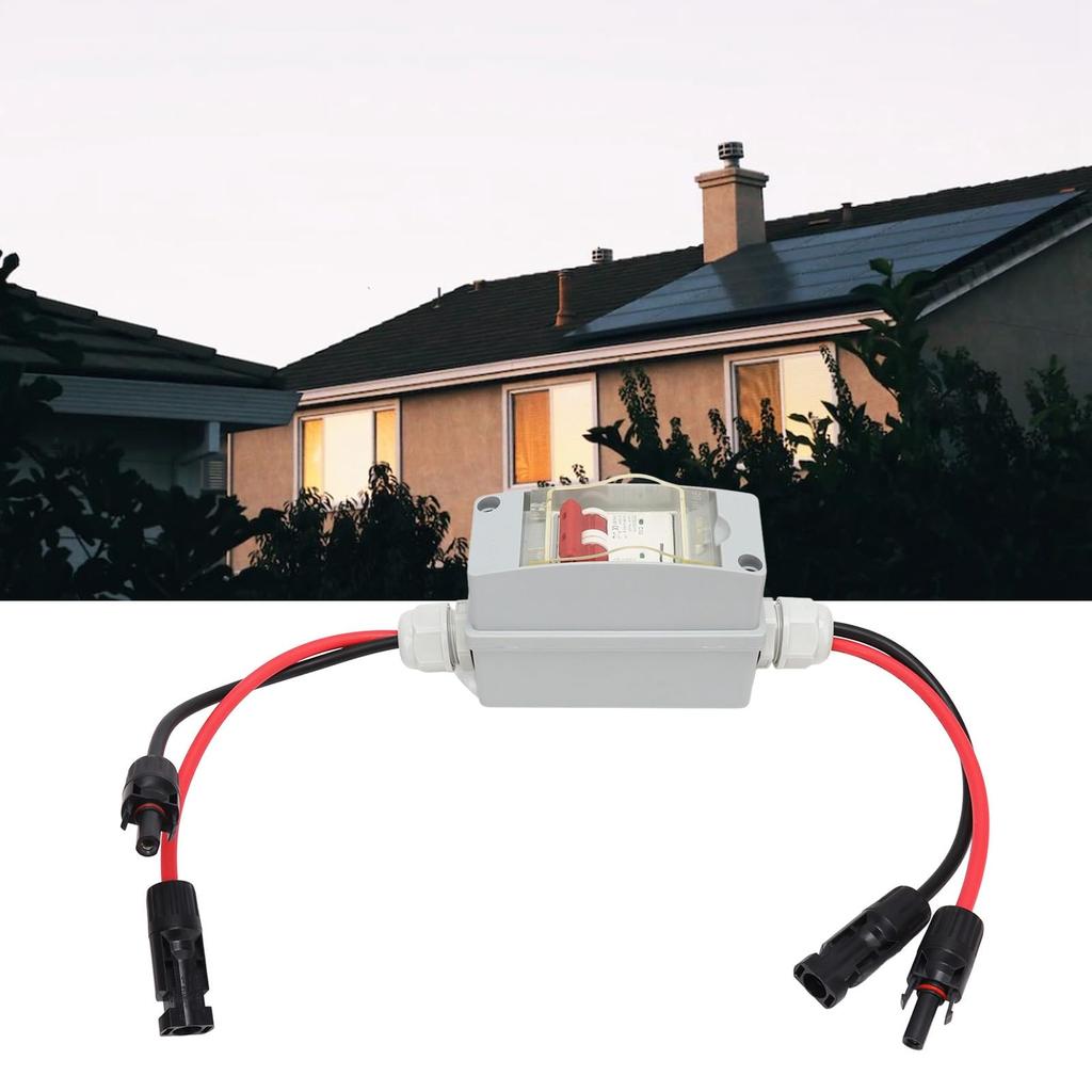 DC Circuit Breaker, 500V 32A Solar Panel Disconnect Switch, IP65 Waterproof Distribution Box Solar Isolator Switch (with Cable and PV Connector)