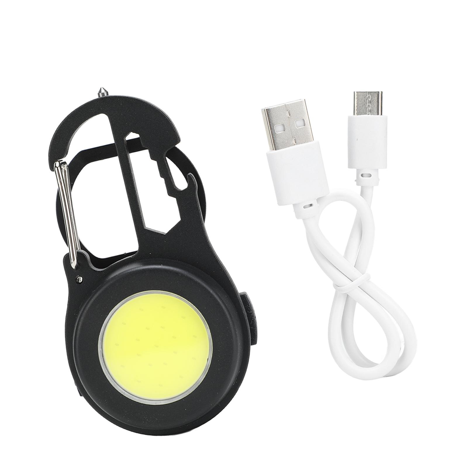 

COB Keychain Flashlight 4 Levels Brightness Type C Fast Charging Magnet Back Portable Pocket Flashlight for Outdoor Home