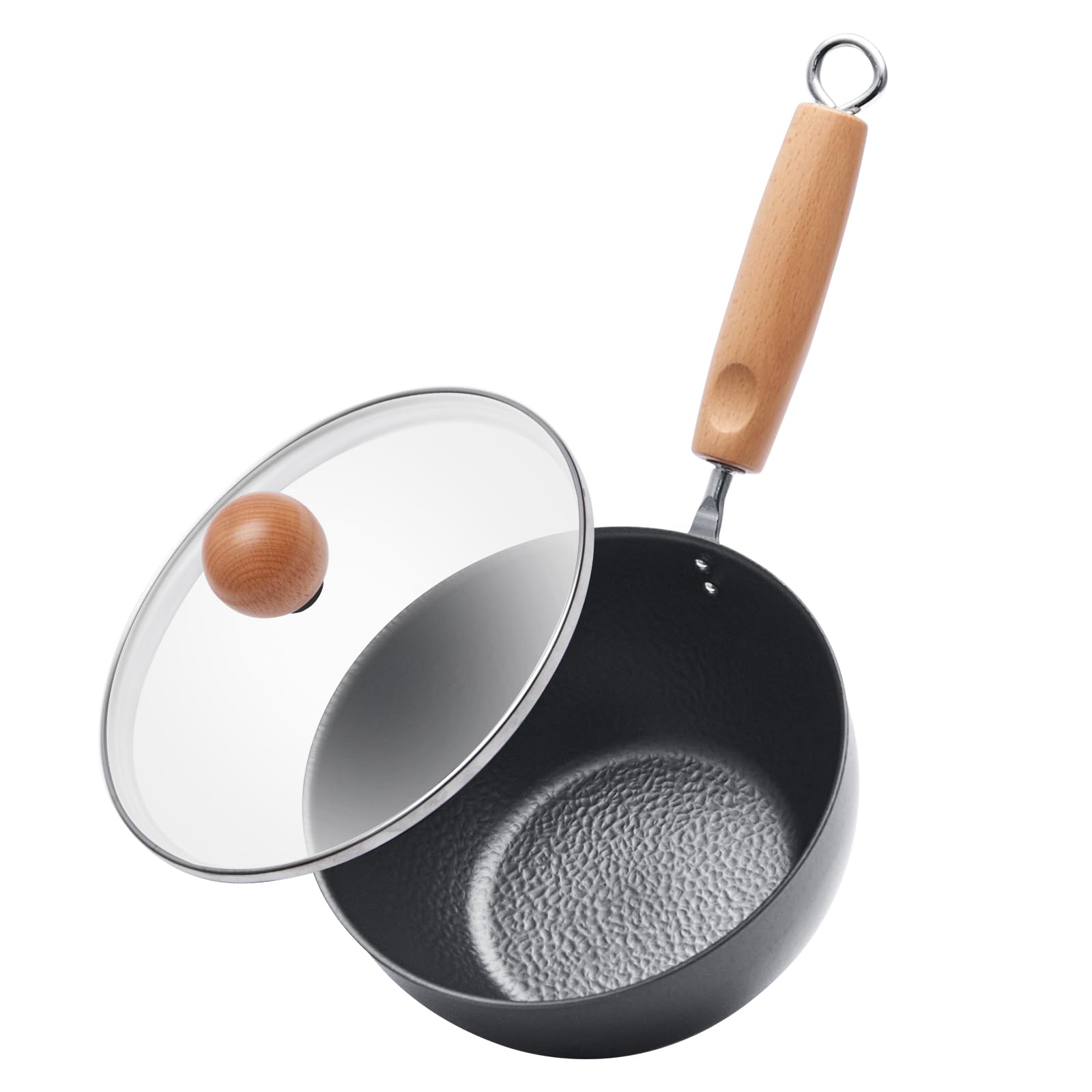 Wang Yuanji 18cm Wok, Single Handle, Iron Wok, Stir-fry Pan, Nitrided Iron, Unpainted, Deep Wok, Frying Pan, Wooden Handle, Rust-resistant, Non-stick,