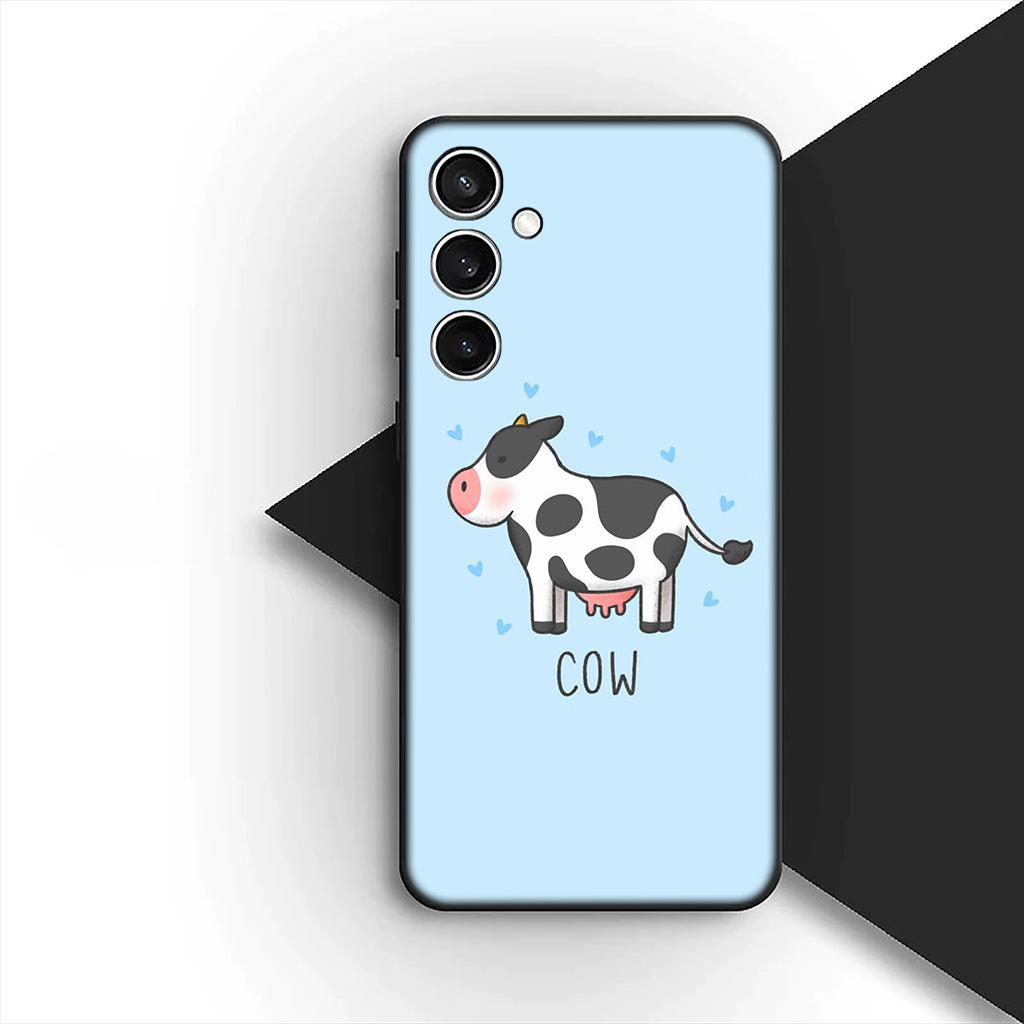 Cover for Samsung Galaxy S10 S8 S9 Plus A33 A34 A31 70 A71 A72 Note 20 9 8 S10E Casing Silicone Phone Case Cartoon Art Cow Print