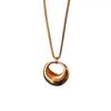 Golden Color Chain Circle Pendant Autumn/Winter Long Sweater Chain for Women’s Non Fading Necklace Trendy Jewelry Accessories