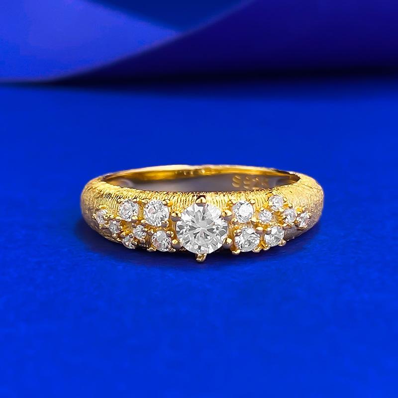 

Gold-Plated Brushed Sky Star Ring Light Luxury High Sense Exquisite Unique Simple Style No. 5