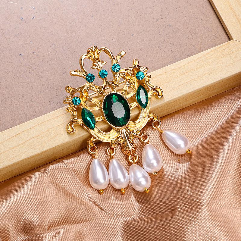 Palast Smaragd Westlicher Stil Barock Accessoires Brosche