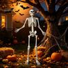 Reusable Holiday Skeleton 5.4FT Life-Size Human Prop for Halloween, Realistic Poseable Full Body Flexible Escape Room with Adjustable Joints, Haunted