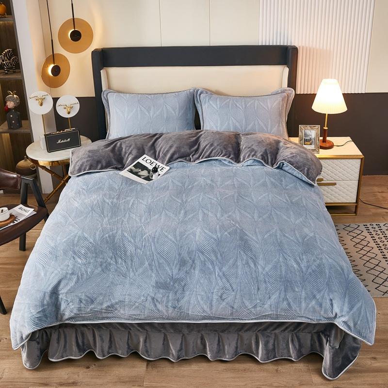 

Легкая роскошь Высококлассный Утолщенный Молочный Флис Четыре предмета Теплый Пододеяльник Двусторонний Коралловый Флис Антистатический Набор из трех предметов 1.2m 3pc150 * 200c'mcm