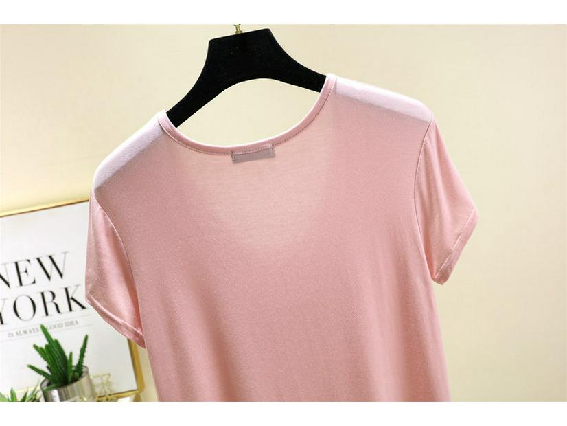 Women's Plus Size Modal Round Neck Short Sleeve T-Shirt, Spring/Summer Lightweight Loose Slimming Base Layer Versatile Top