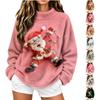 Sweatshirt à col roulé décontracté à manches longues pour femme, Haut pull en flanelle avec imprimé de Noël