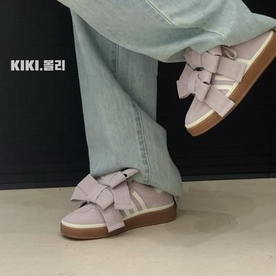 New Leather Platform Casual Board Shoes Women's Lace-up Bow High-end Fashion