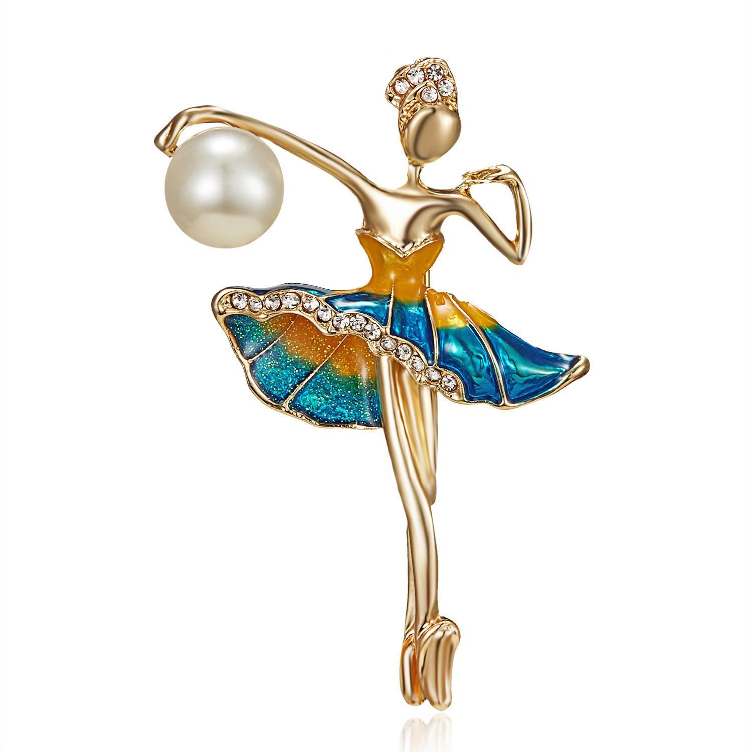 Exquisite Kristall Ballett Tänzerin Broschen Schmucknadeln Für Dame Elegante Damen Brosche Anstecknadel Dekorative Anzug Kleidung Abzeichen 1 PCS