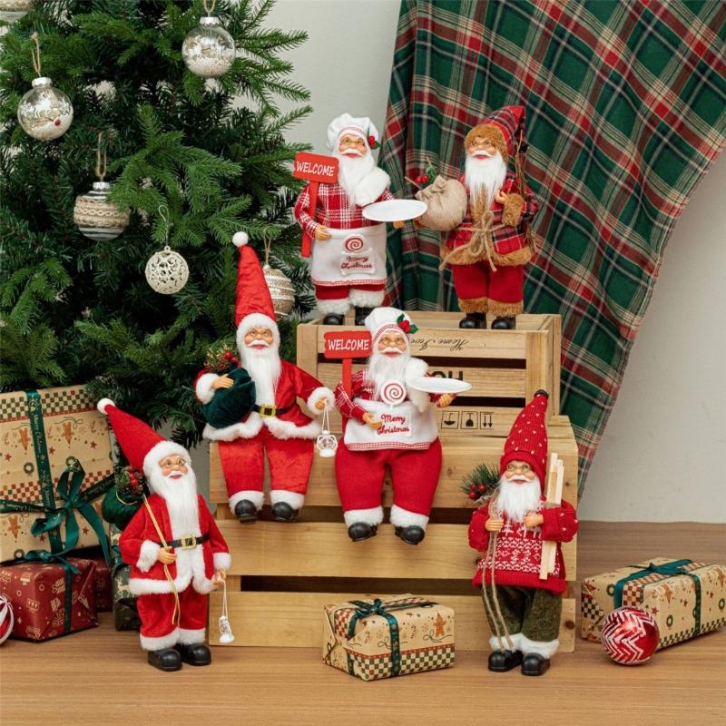 Premium 12-calowa Figurka Świętego Mikołaja w pozycji siedzącej Ozdoba świąteczna Do dekoracji świątecznych w pomieszczeniach i ekspozycji festiwalowych