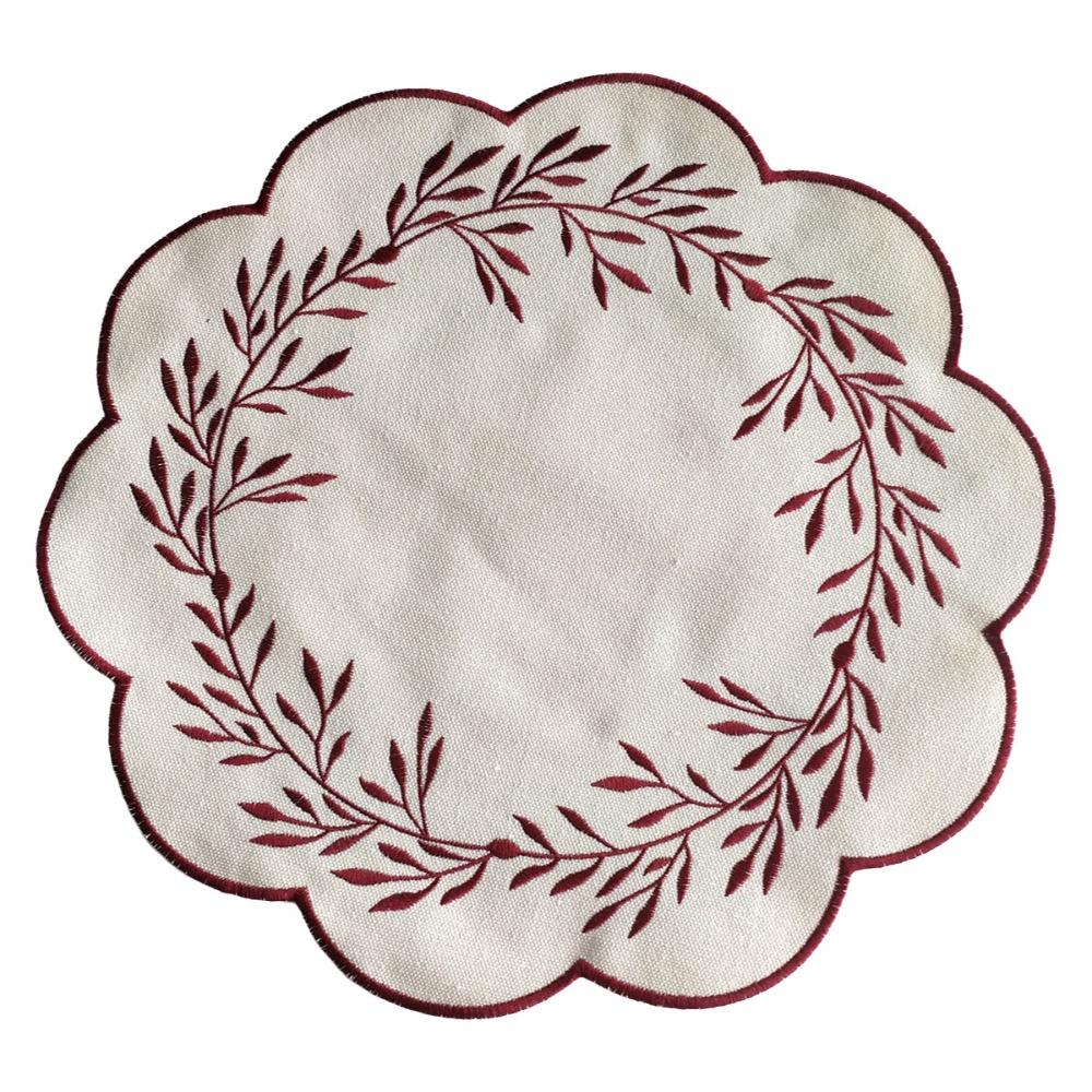 

Wear-resistant Insulation Table Mat Thickened Tabletop Protector Embroidered Placemats Hotels красный