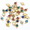 10pcs 6mm Stainless Steel Crystal Rhinestone Beads Gold Color Birthstones Charms Pendants for Bracelet Jewelry Making Crafts DIY