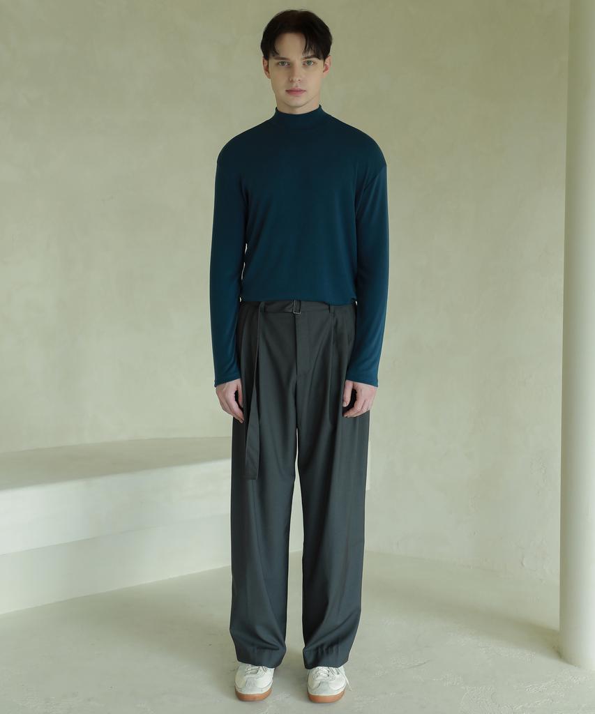ESN Half Turtleneck Knit T-Shirt Deep Blue