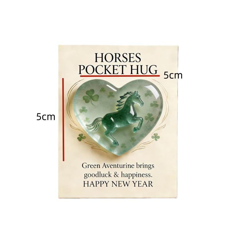 2026 Horses Pocket Hug A Symbol of Strength and New Beginnings Elegant Clear Heart Crystal Horse Decor with Card New Year Gift