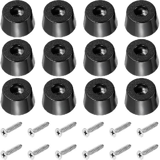 PATIKIL Cutting Board Feet, 12 Pack Round Rubber Feet Bumpers Non Slip Bumper Pads with Stainless Steel Screws for Furniture Chairs Desks Electronics