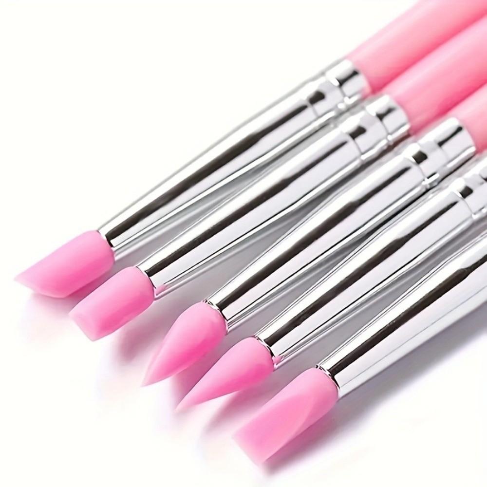 5Pcs DIY Manicure Silicone Nail Brush Small Head Polish Tip Silicone Nail Art Pen  Nail Art