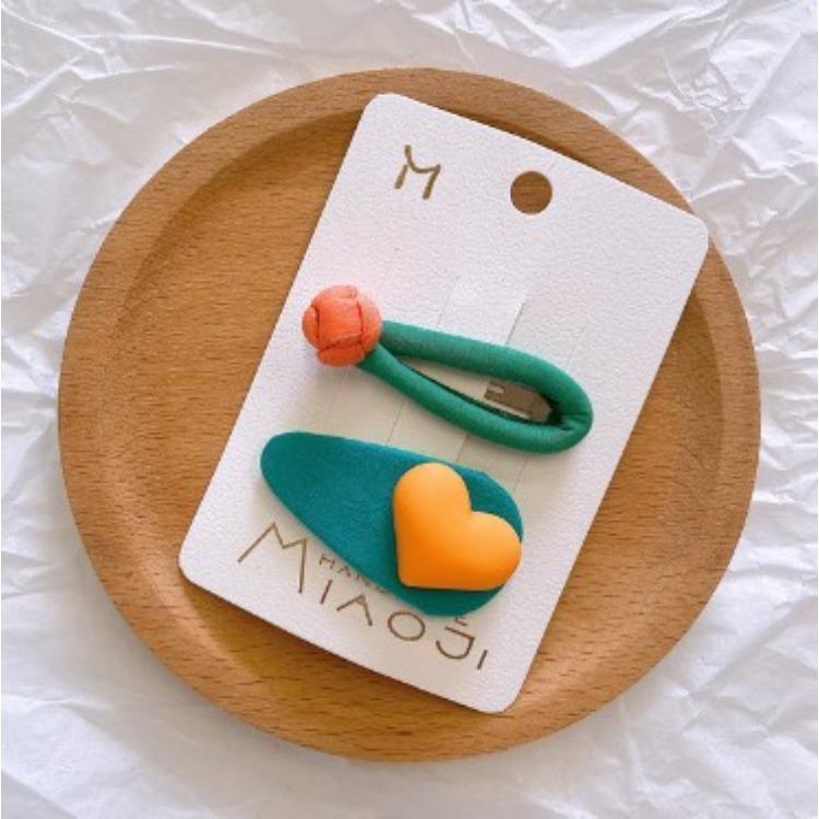 Cute Children Hair Pins Matte Cartoon Fruit Plant Fabric Embroidery BB Hair Clips for Girl Korea Simple Fashion Hair Accessories