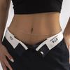 Hip Hop Simple Retro Metal Thin Chain Waist Chain, Sexy Geometric Round Beads Single-Layer Body Chain For Women