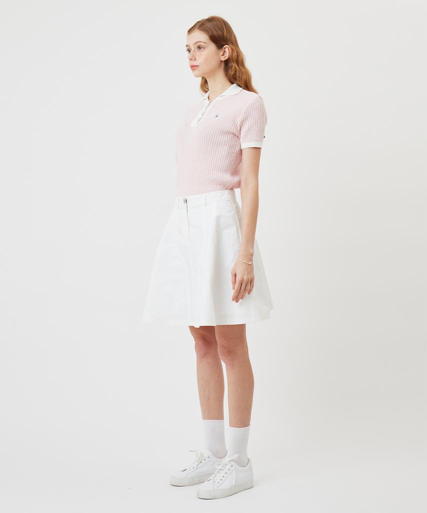 AVEN Boucle Knit Polo Shirt Pink