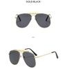 Women's sunglasses, men's and women's fashion large-frame double-beam metal sunglasses