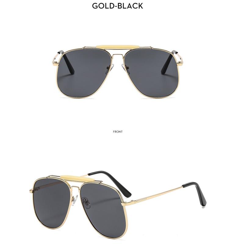 Women's sunglasses, men's and women's fashion large-frame double-beam metal sunglasses
