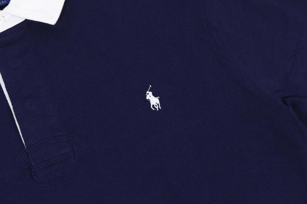 Polo Ralph Lauren Classic Fit Long Sleeve Rugby Shirt with Embroidered Size Men's Pony, 0103976-L-NAVY [Used]