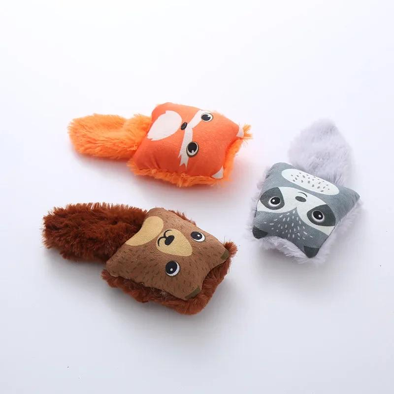 Cartoon Fox Shaped Cat Toy Cute Little Raccoon Squirrel Nibbling Toy Creative Cat Mint Cat Pillow