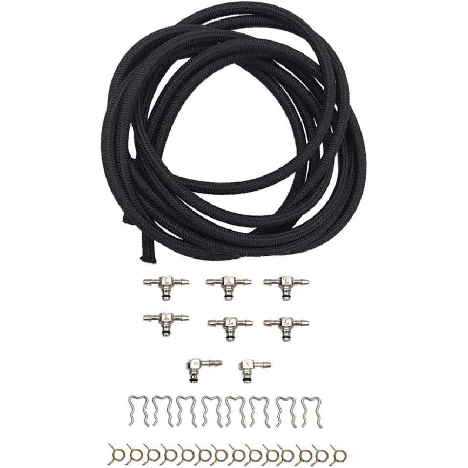 97359750 Diesel Fuel Injector Return Line Clamps Kit with Hose & 14 Line Clamps Fits for 2004.5-2010 Duramax LLY LBZ LMM 6.6L, Replaces 97328733