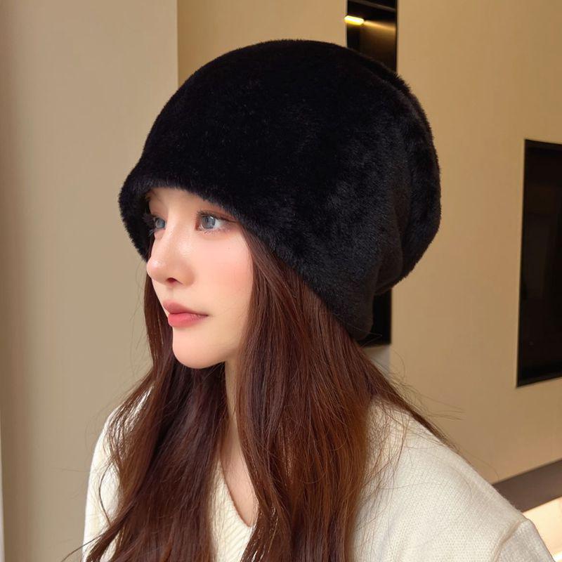 

Женская ветрозащитная вязаная шапка - Пушистая, теплая, подходит для большой головы, идеально подходит для осени и зимы на открытом воздухе L (56-62cm)