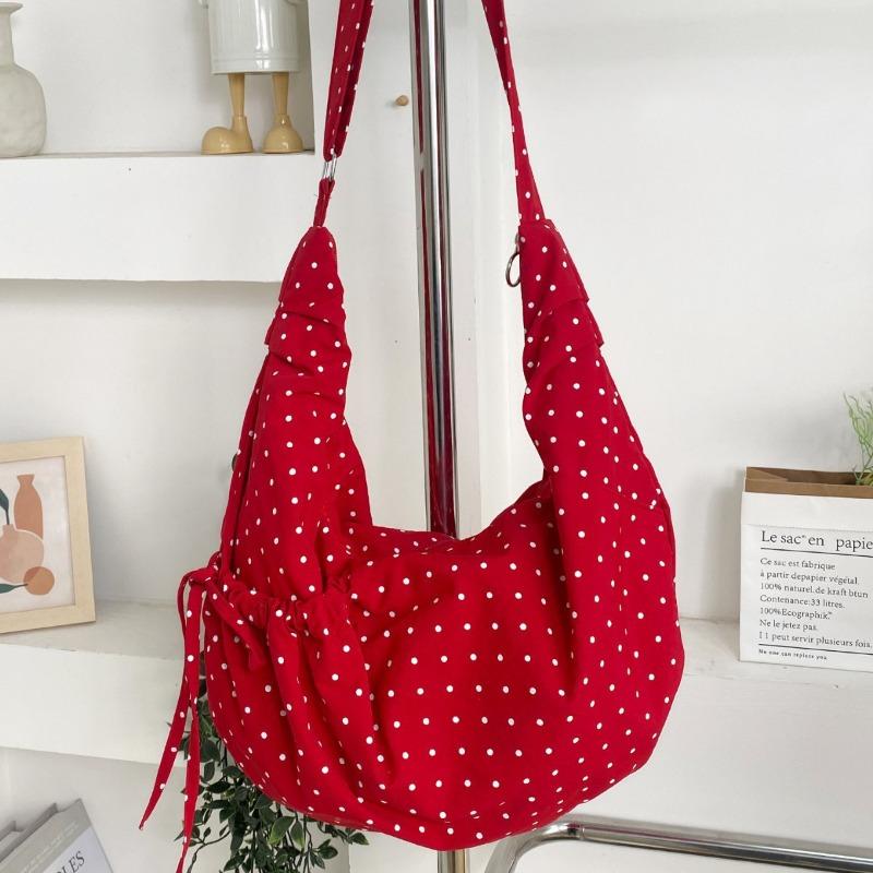 

Fashionable and Simple Business-style Dotted Pleated Crossbody Bag with Large Capacity Tote Bag червоний