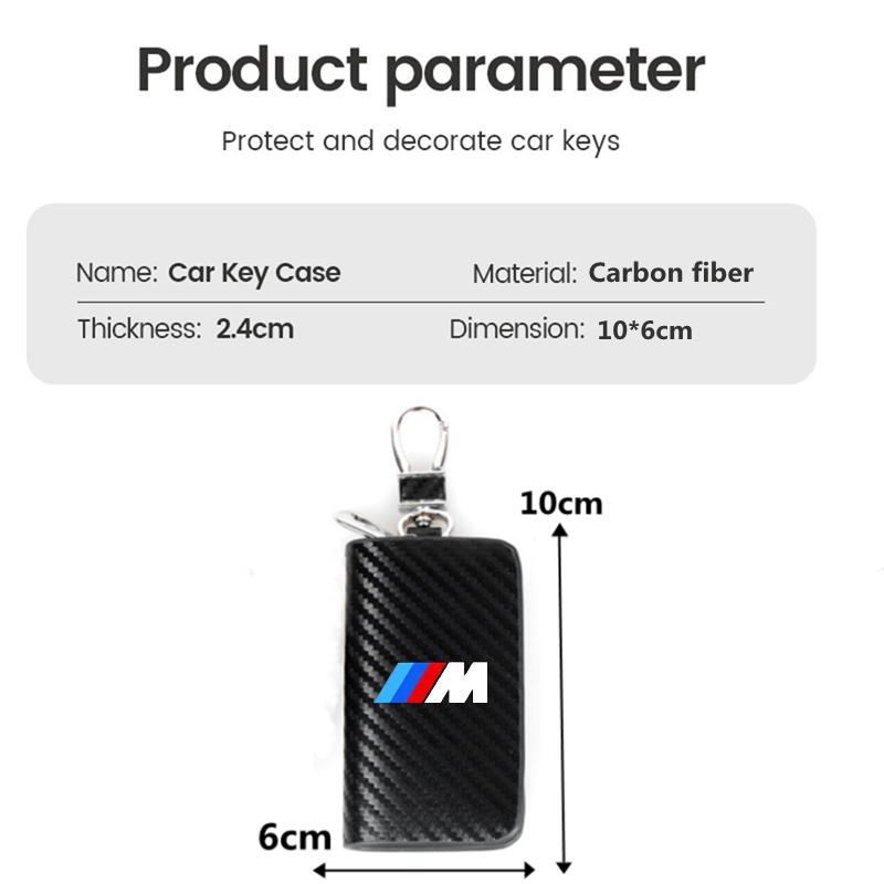 HINB3 Car Case Keys Pouch Carbon Fiber Fabric Keychain Bag For BMW M Power X1 e84 X3 f25 X5 e53 x6 e71 ix3 i3 320i 330d M4 1 3 Series