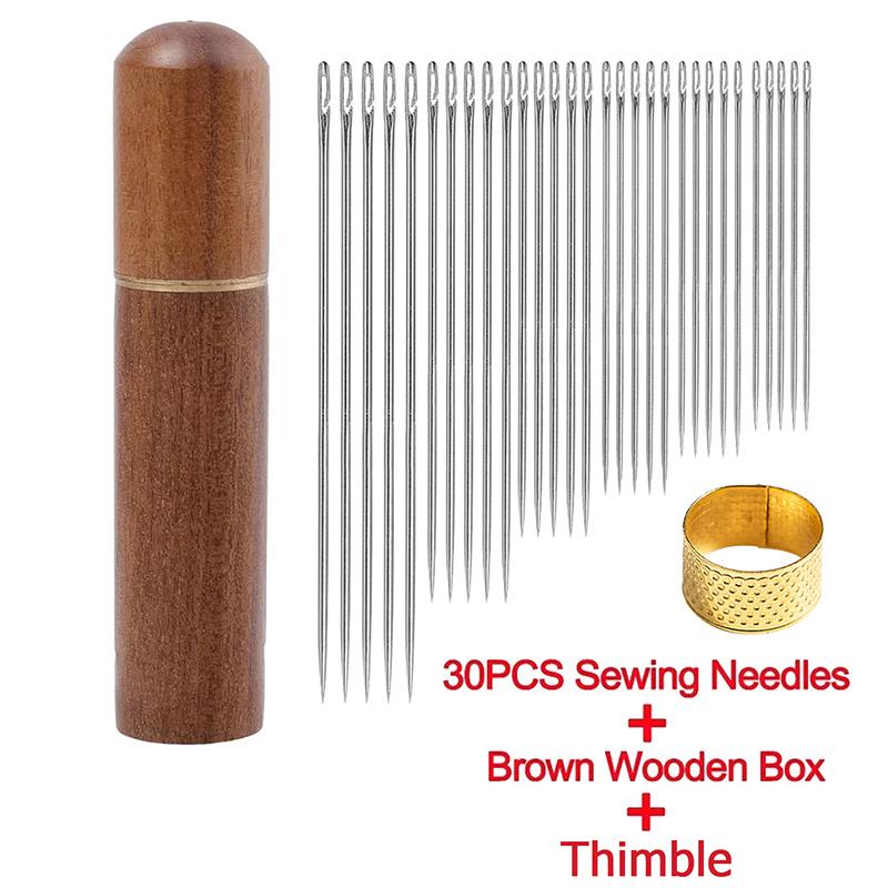 30 stücke Blind Nähnadel Ältere Edelstahl Schnelle Automatische Selbsteinfädler Nadel Nähnadeln DIY Punch Nadel Einfädler