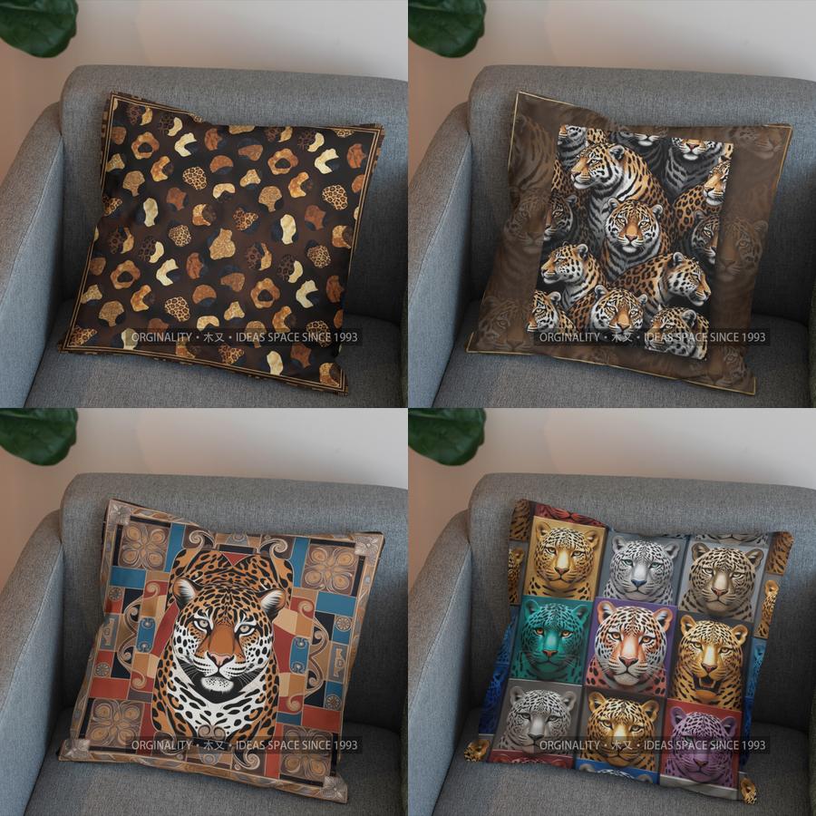 2D Unique Leopard-Patterned Digital Printed Pillowcase Pattern Cushion Cover Suitable For Sofa Bedroom Car Pillow Cover