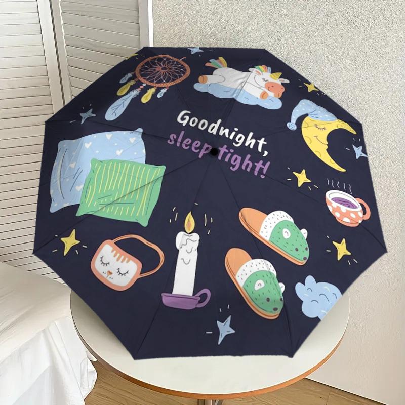 

1pc Goodnight, sleep tight! Umbrella with Plastic Handle,Suitable for All Seasons Home Travel Outdoor UmbrellaDD500