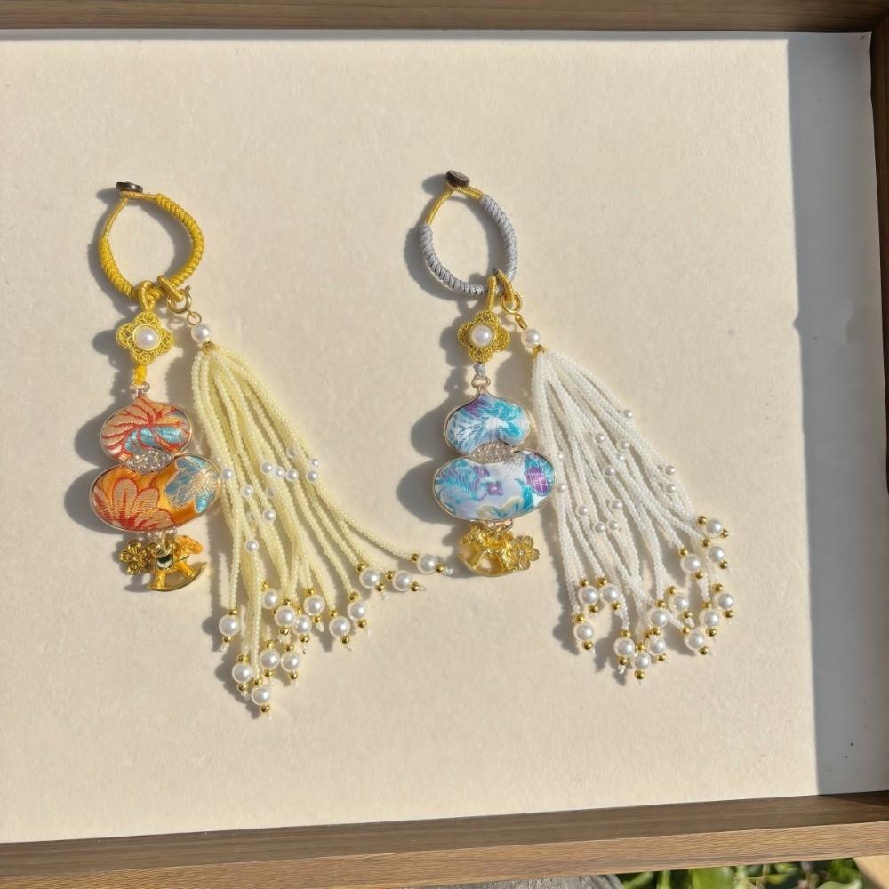 Horse Chinese Traditional Key Chain Luxury Embroidered Cat Key Ring Brocade Gourd Pendant Daily