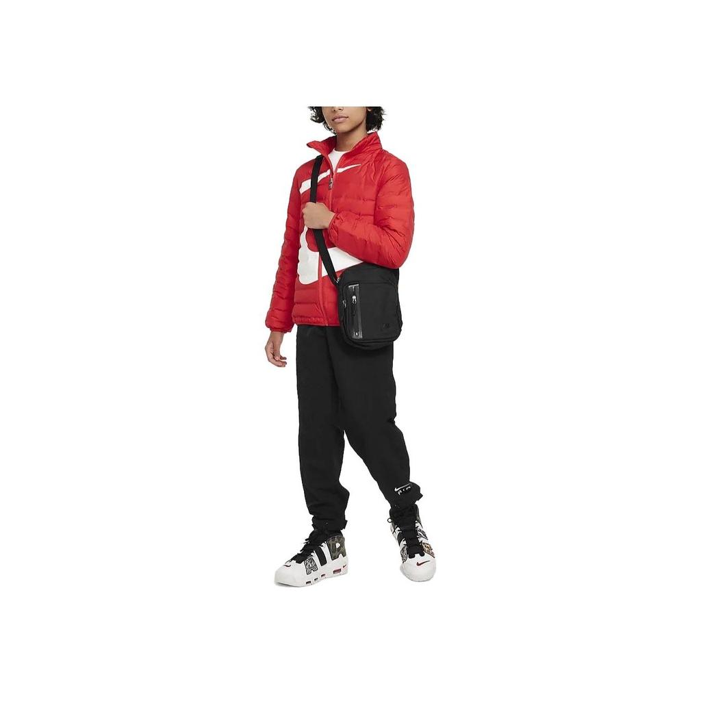 Nike Swoosh Color Block Stand Collar Zipper Casual Down Jacket Kids Outerwear Red FV2518-657