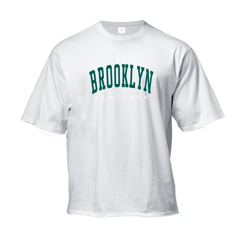 Outdoor Leisure Fashion Men's Summer Loose Round Neck British Letter Print Short-sleeved T-shirt Comfortable Sweat-absorbent Top