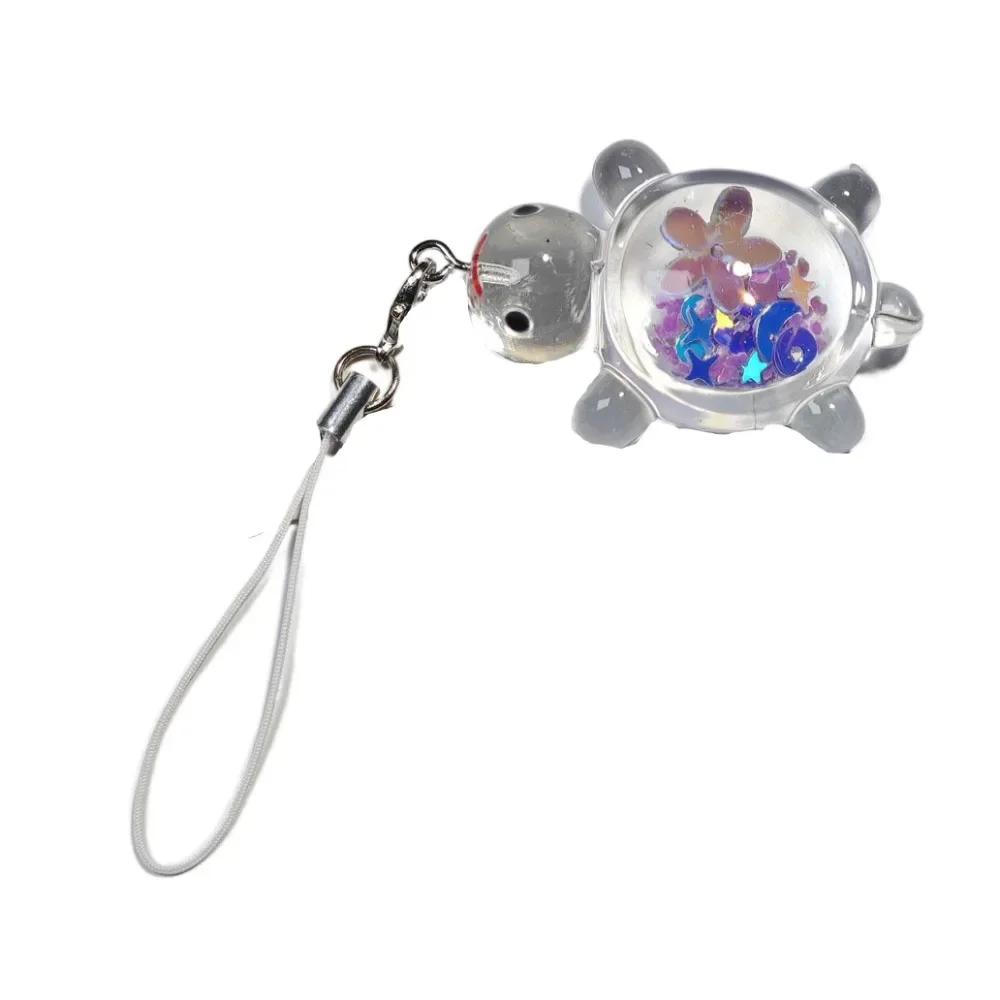 Luminous Turtle Phone Keychain Pendant Transparent Charm Mobile Phone Lanyard Anti Lost Short Little Turtle Phone Strap