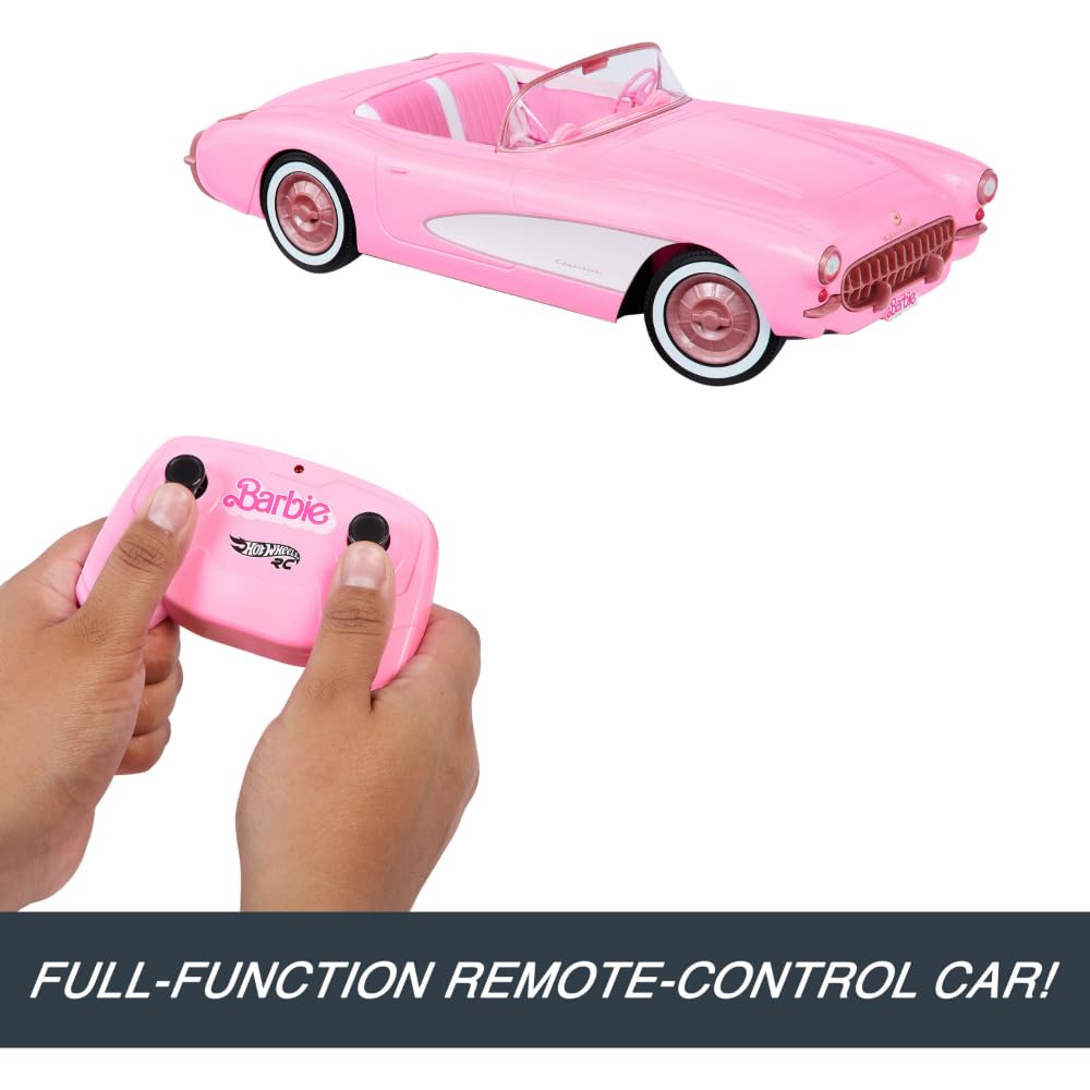 Hot Wheels RC Barbie Toy Car от Barbie The Holds 2 Barbie Trunk Opens for Storage Corvette, фильм с дистанционным управлением на батарейках, куклы,