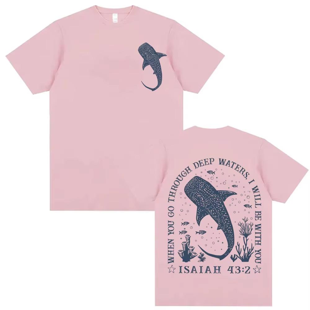 Wenn du durch tiefe Wasser gehst, werde ich mit dir sein Bibel T-Shirt Christlicher Ozean Walhai Herren Vintage Hochwertige T-Shirts