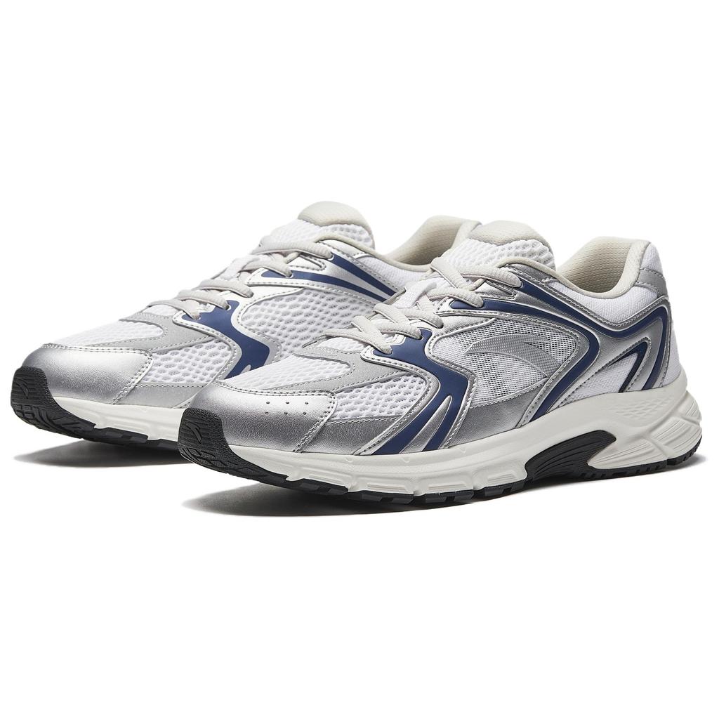 New ANTA Running Shoes Men's Low Top Pure White, Silver, Dark Nautical Blue 912535592-5